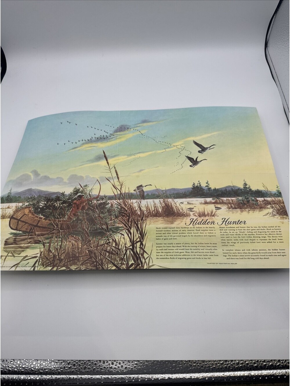 Original 1957 Pontiac Hidden Hunter Native American Poster Print